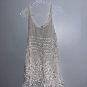VTG M Intimately FREE PEOPLE White Lace Polka Dot Slip